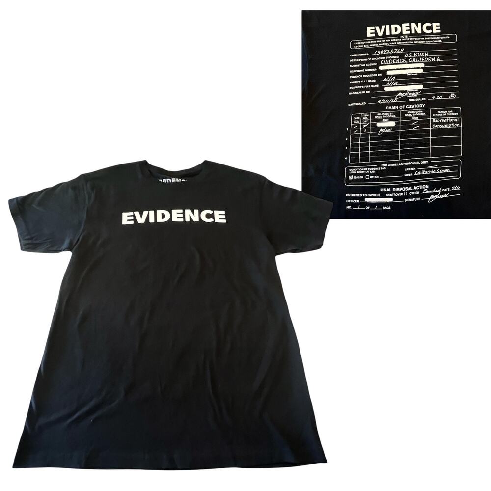 NEW EVIDENCE LOGO Graphic T SHIRT MED TEE Men's Women's 100% Cotton Black White